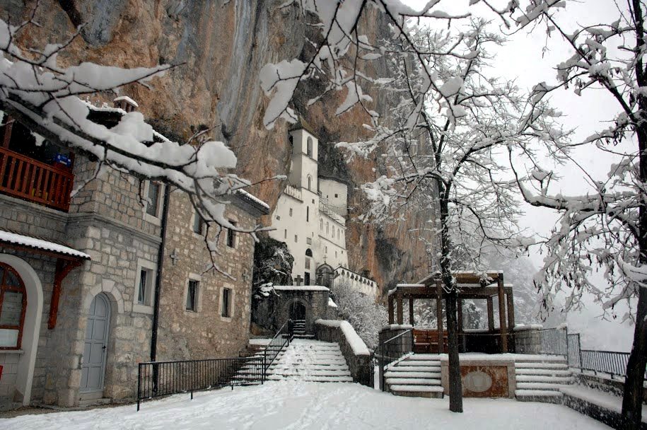 Monastery Ostrog in Montenegro i winter